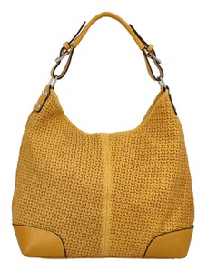 Dámska kožená kabelka tmavo žltá - ItalY Inpelle Pattern žltá