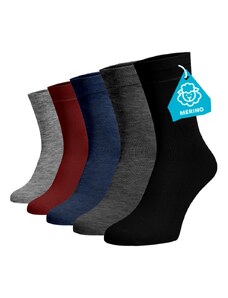 Benami Zvýhodnený set 5 párov MERINO vysokých ponožiek - mix farieb