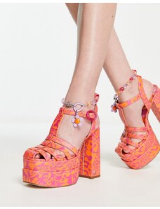 Circus NY Paddie platform heels in orange popsicle print