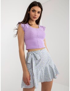 Fashionhunters White and purple women's skirt shorts with belt