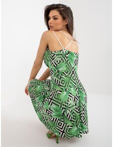 Fashionhunters White and green flowing dress with print