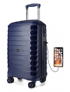 KONO Cestovný kufor - malý s nabíjacím USB portom a TSA zámkom, modrý