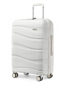 Veľký cestovný kufor KONO so zámkom biely