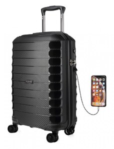 KONO Cestovný kufor - malý s nabíjacím USB portom a TSA zámkom, čierny