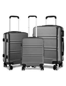 Konofactory Sivá sada luxusných kufrov s TSA zámkom "Travelmania" - veľ. M, L, XL