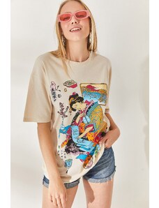 Olalook Kamenné japonské tričko s prednou zadnou potlačou