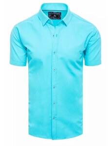 Buďchlap Módna tyrkysová jednofarebná košeľa s krátkym rukávom