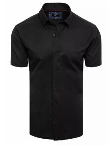 Buďchlap Módna čierna jednofarebná košeľa s krátkym rukávom