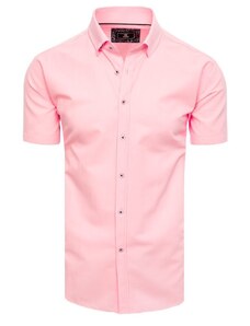 Buďchlap Módna ružová jednofarebná košeľa s krátkym rukávom