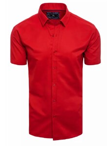 Buďchlap Módna červená jednofarebná košeľa s krátkym rukávom