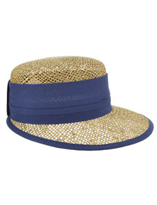 Slamený klobúk - slnečný klobúk - Seeberger - morská tráva s modrou stuhou