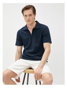 Koton Zippered T-Shirt Polo Neck Short Sleeve Cotton