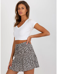 Fashionhunters Black skirt shorts with floral motif