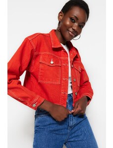 Trendyol Collection Červená vrecková detailná džínsová bunda