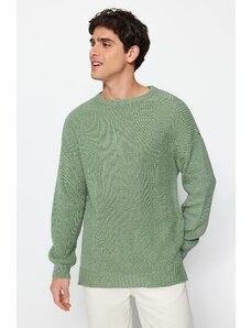 Trendyol Collection Mint Oversize Fit Wide Fit Crew Crew Výstrih pletený sveter