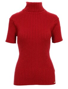 Guess dámské úpletové tričko s rolákem Jolene vínově červené