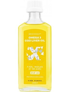 BrainMax Omega 3 olej z tresčej pečene, citrón, 240 ml