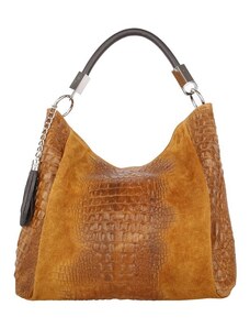 TALIANSKE XL Talianska shopperka kožená kabelka veľká na plece a do ruky medovo hnedá Alessa