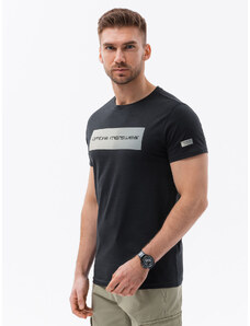 Ombre Clothing Pánske bavlnené tričko s potlačou - čierne V1 S1751
