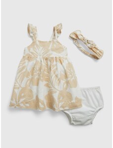 GAP Baby ľanové šaty s čelenkou Béžová