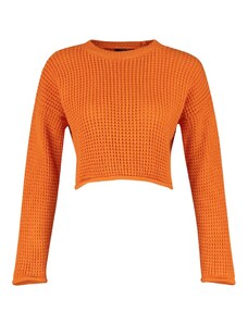 Trendyol oranžový crop pletený sveter
