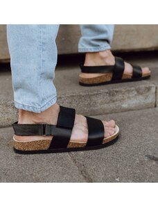 Vasky Sany Dark - Pánske kožené sandále čierne, ručná výroba