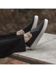 Vasky Leny Black - Pánske kožené slip on čiernobiele, ručná výroba jesenné / zimné topánky