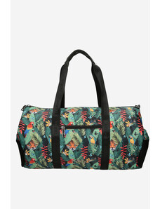 NOBO Zelená kvetinová veľká cestovná taška s čiernymi rúčkami