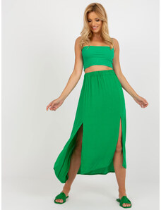 Fashionhunters Green asymmetrical skirt RUE PARIS with flowers