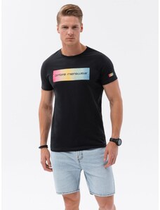 Ombre Clothing Men's printed cotton t-shirt - black V1 S1750
