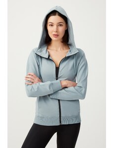 LOS OJOS Women's Blue Gray Hoodie with Zipper Sweatshirt and Tracksuit Top.