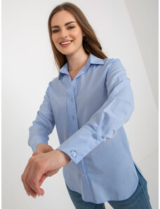 Fashionhunters Light blue asymmetrical classic shirt