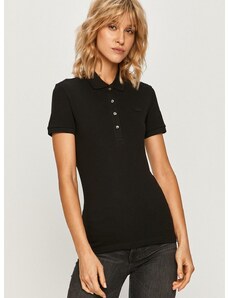 Tričko Lacoste dámske, čierna farba, s golierom