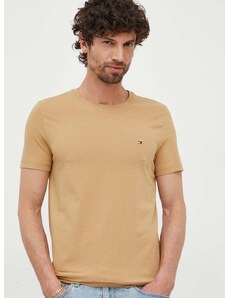 Tričko Tommy Hilfiger pánske,béžová farba,jednofarebné,MW0MW10800