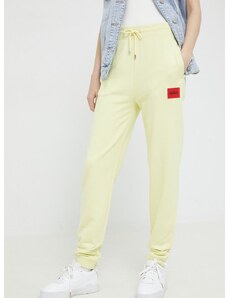 Nohavice HUGO dámske,žltá farba,jednofarebné,50455983