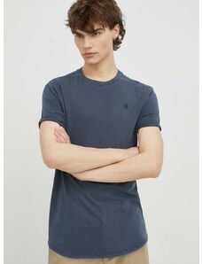 Bavlnené tričko G-Star Raw tmavomodrá farba, jednofarebné