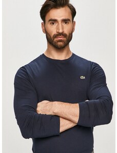 Bavlnené tričko s dlhým rukávom Lacoste TH2040-031, tmavomodrá farba, jednofarebné