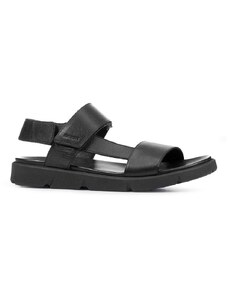 Kožené sandále Geox U XAND 2S B pánske, čierna farba, U15BGB0003CC6003