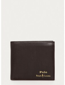 Kožená peňaženka Polo Ralph Lauren pánska,hnedá farba,405803866001