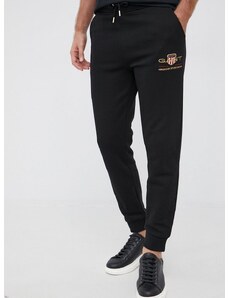 Nohavice Gant pánske, čierna farba, jednofarebné