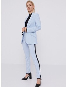 Nohavice Karl Lagerfeld dámske, modrá farba, priliehavé, stredne vysoký pás