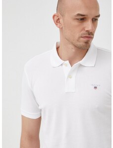 Bavlnené polo tričko Gant biela farba, jednofarebné