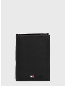 Kožená peňaženka Tommy Hilfiger pánska, čierna farba, AM0AM00664