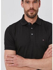 Polo tričko Tommy Hilfiger pánske,čierna farba,jednofarebné,MW0MW17771