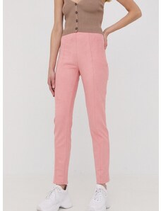 Nohavice Guess dámske, ružová farba, priliehavé, vysoký pás