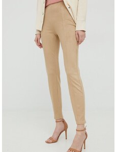 Nohavice Guess dámske, hnedá farba, jednofarebné