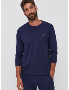 Tričko s dlhým rukávom Polo Ralph Lauren pánske,tmavomodrá farba,jednofarebné,714844759002