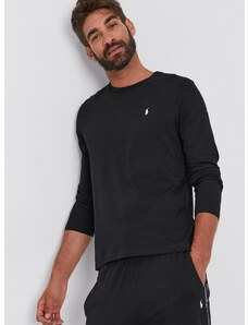 Tričko s dlhým rukávom Polo Ralph Lauren pánske,čierna farba,jednofarebné,714844759001