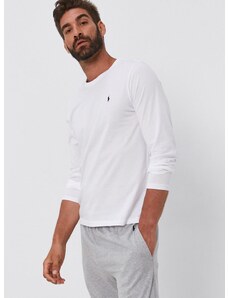Tričko s dlhým rukávom Polo Ralph Lauren pánske,biela farba,jednofarebné,714844759004