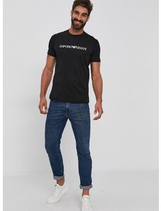 Bavlnené tričko Emporio Armani čierna farba, s potlačou, 8N1TN5 1JPZZ